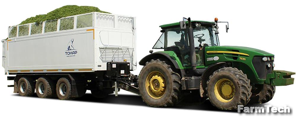 Прицеп тракторный со сдвижными полами и подруливающими осями ПТ-3