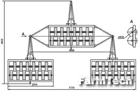 Каток кольчато-шпоровый трехсекционный прицепной Зарем ЗККШ-7