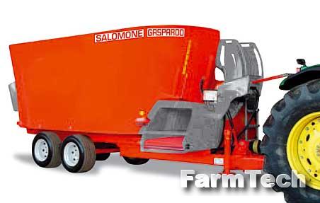 Миксер кормораздатчик с двумя вертикальными шнеками и передней двусторонней разгрузкой Gaspardo Salomone T20